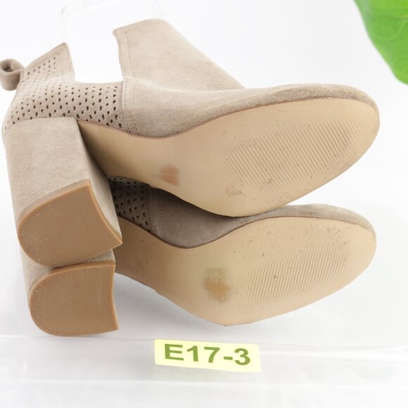 Steve Madden Womens Nomad Boot Size 9.5 Gray Suede Perf Cutout Block Heel Bootie - Picture 7 of 10